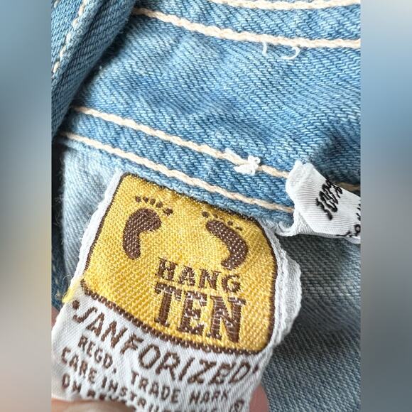 Vintage RARE hang ten 70s overalls denim short overalls summer sanfordized XS - Picture 7 of 11